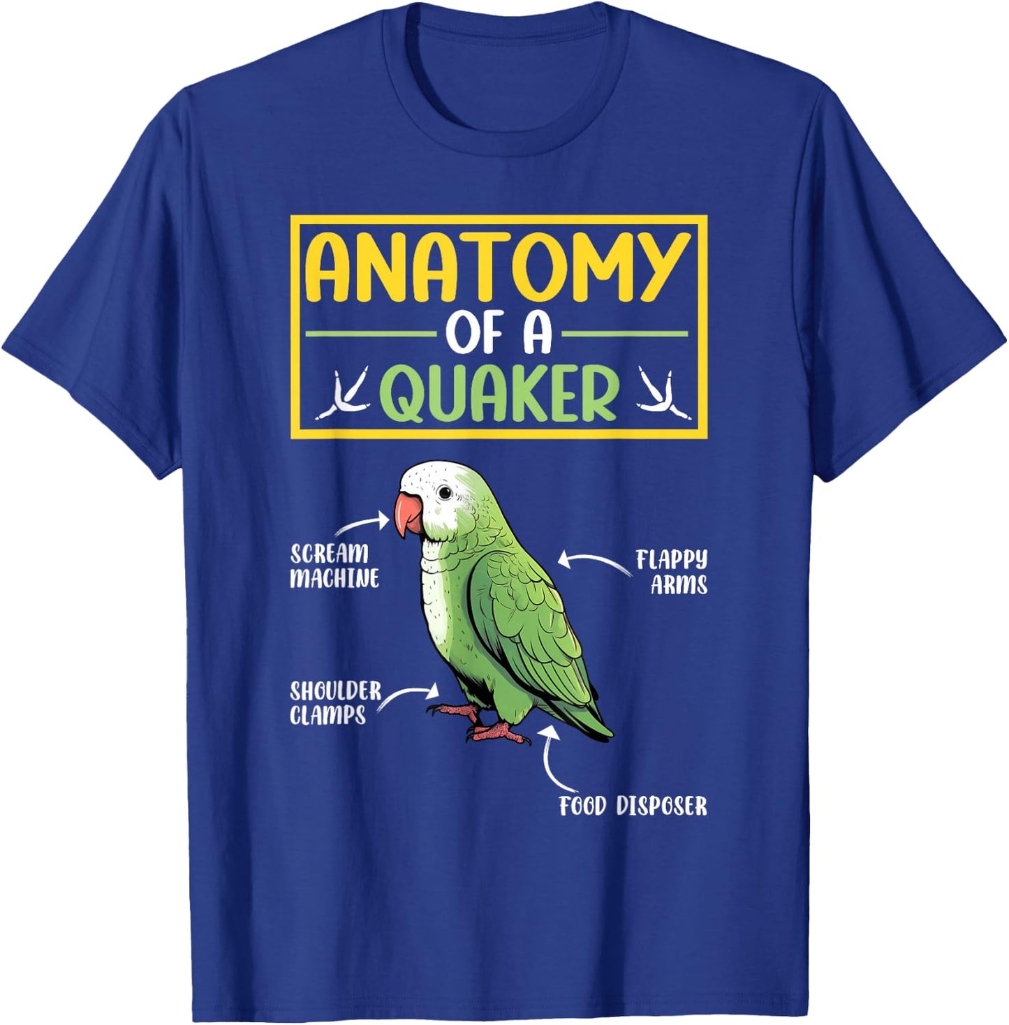 Quaker Parrot Gifts -Child Classic Graphic - Quaker Parrot Design - Black - Small - Short Sleeve - Cotton Blend - Machine Wash - - Pull On - 1 Count - All Seasons T-Shirt - T-Shirt | Royal