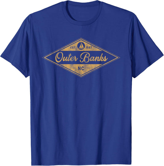 Vintage Outer Banks Est 1587 OBX North Carolina NC Boating T-Shirt - T-Shirt | Royal