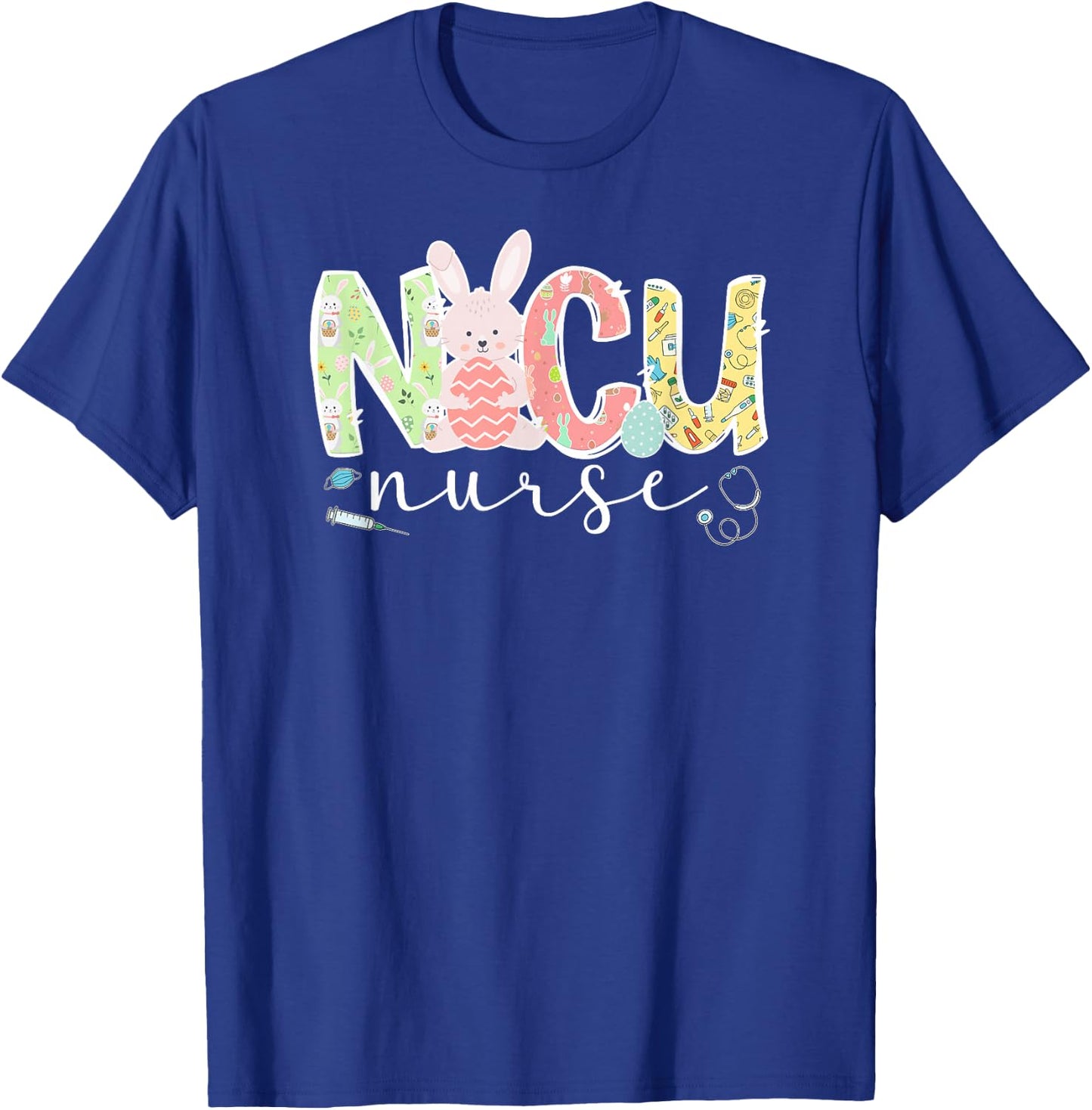 NICU Nurse Easter Bunny NICU Nursing Easter Day T-Shirt - T-Shirt | Royal