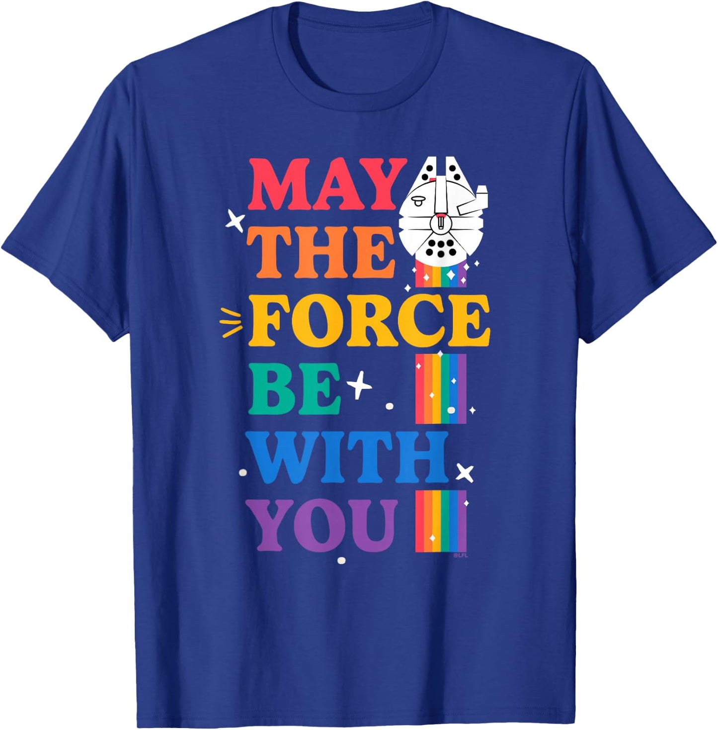 Star Wars Pride May The Force Be With You Rainbow Falcon T-Shirt - T-Shirt | Royal