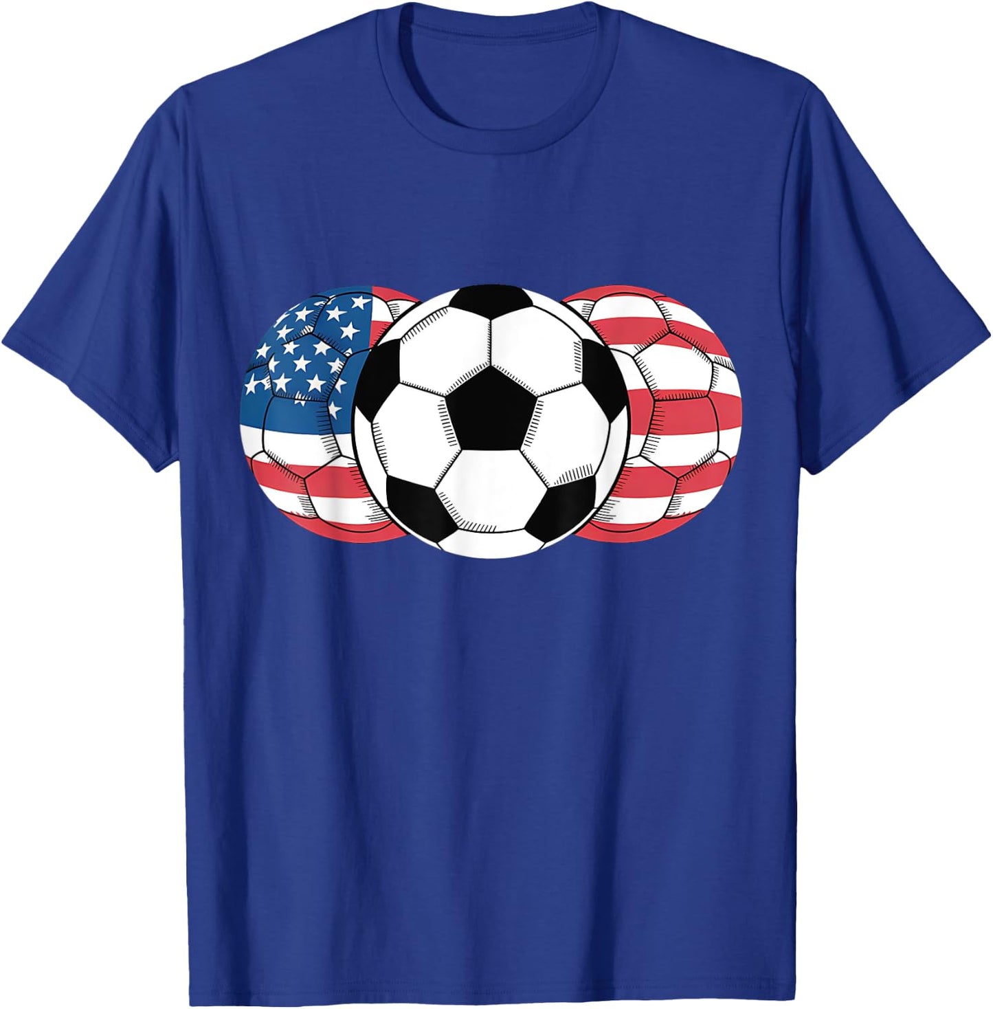 Soccer Red White Blue American Flag 4th of July T-Shirt - T-Shirt | Royal