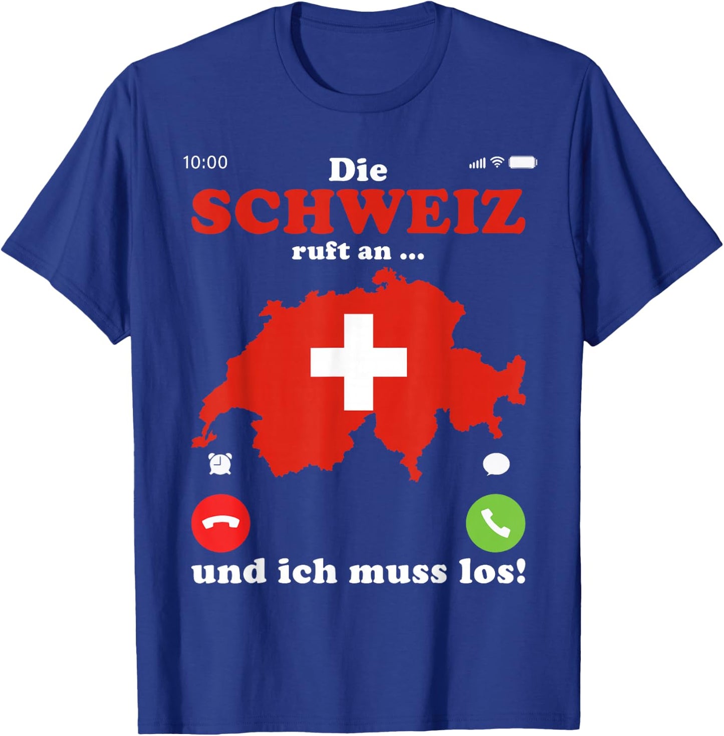 with German Flag Die Schweiz ruft an ich muss los Schweiz, black T-Shirt - T-Shirt | Royal