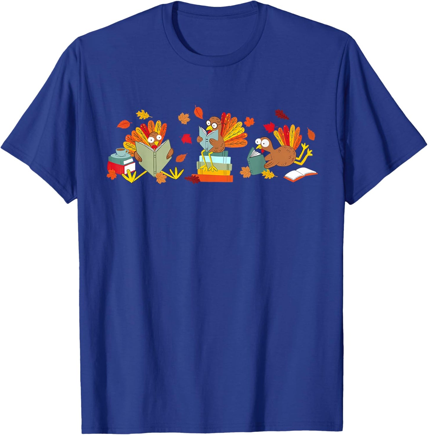 Funny Turkey Bookbook Librarian Bookworm Thanksgiving T-Shirt - T-Shirt | Royal