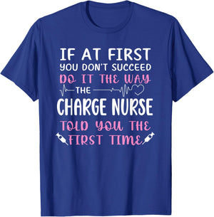 Funny Charge Nursing For Charge Nurse , Women's -Adults, Black, Small, Short Sleeve, Modern, Fun, Medical, Nursing Theme, Polyester 100% T-Shirt - T-Shirt | Royal