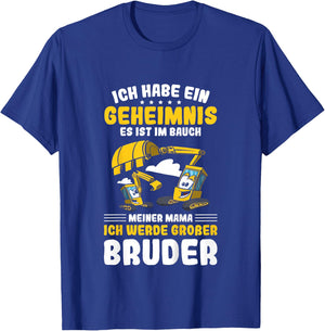 Children's Excavator Funny with German Text "Ich Werde Großer Bruder", black T-Shirt - T-Shirt | Royal