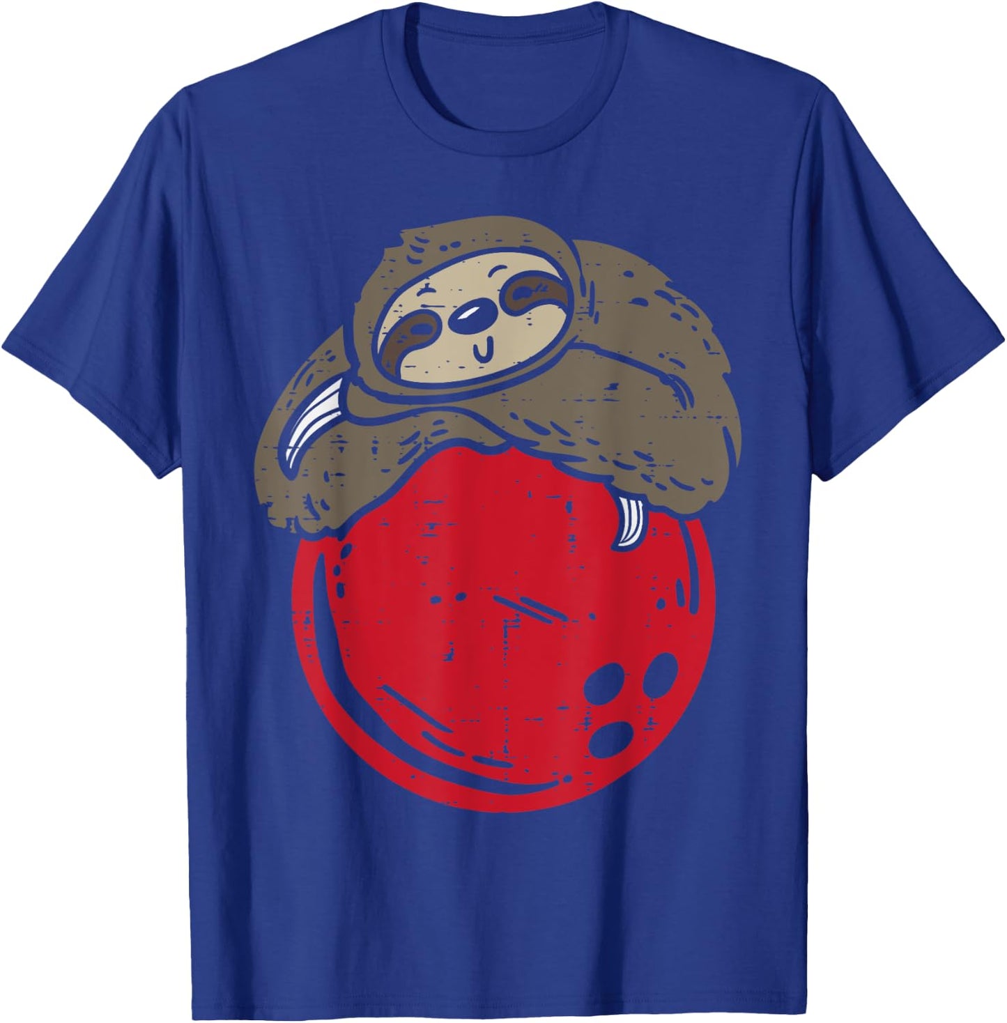 Sloth Sleeping On Bowling Ball Funny Bowler Men Women Kids T-Shirt - T-Shirt | Royal