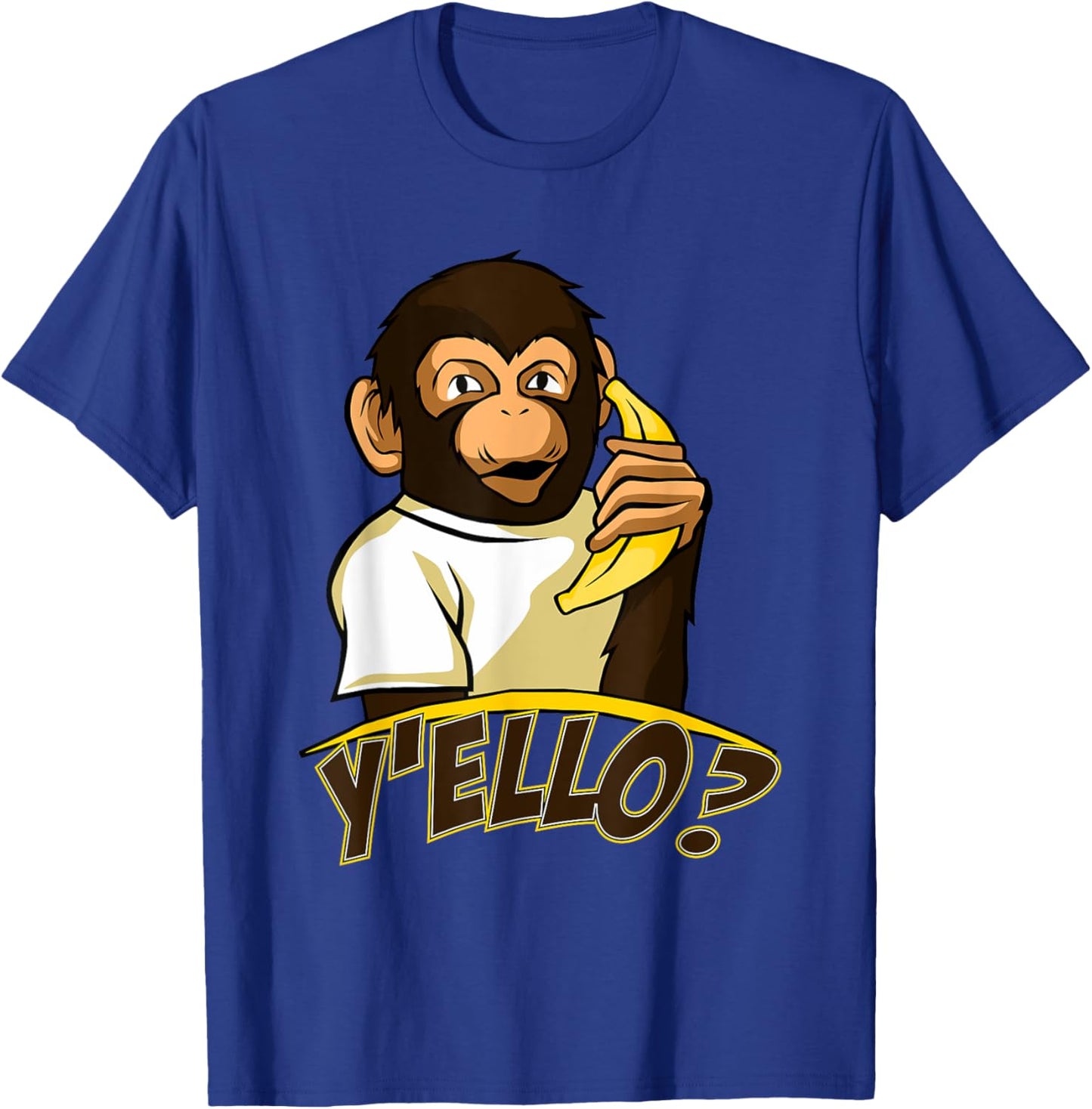 Yello Funny Talking Monkey On Banana Phone T-Shirt - T-Shirt | Royal