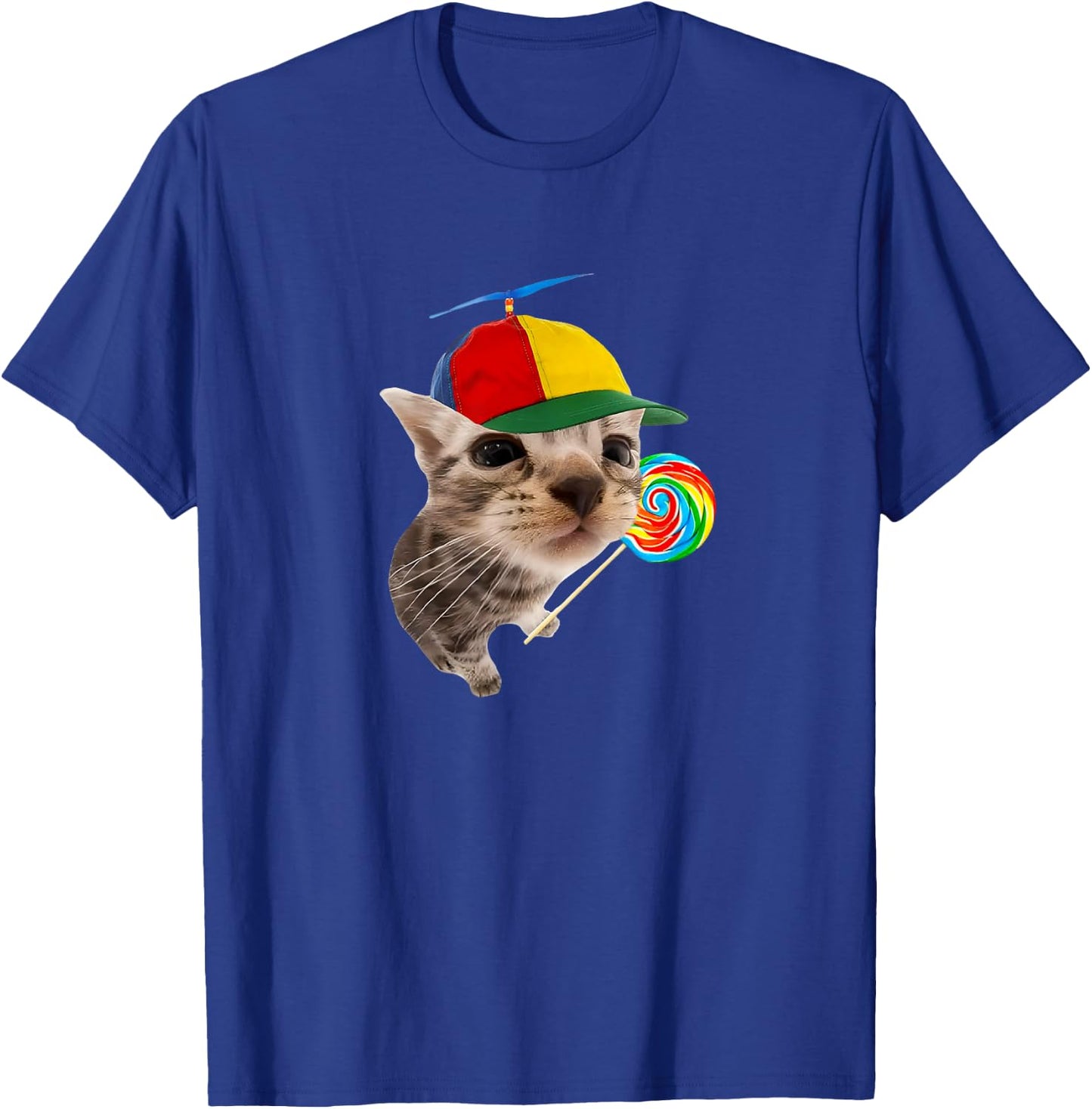 Silly Cat with Lollipop Meme , Black, S T-Shirt - T-Shirt | Royal