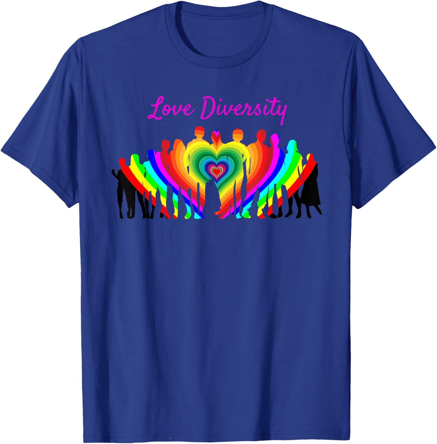 Love Diversity Rainbow Heart People T-Shirt - T-Shirt | Royal