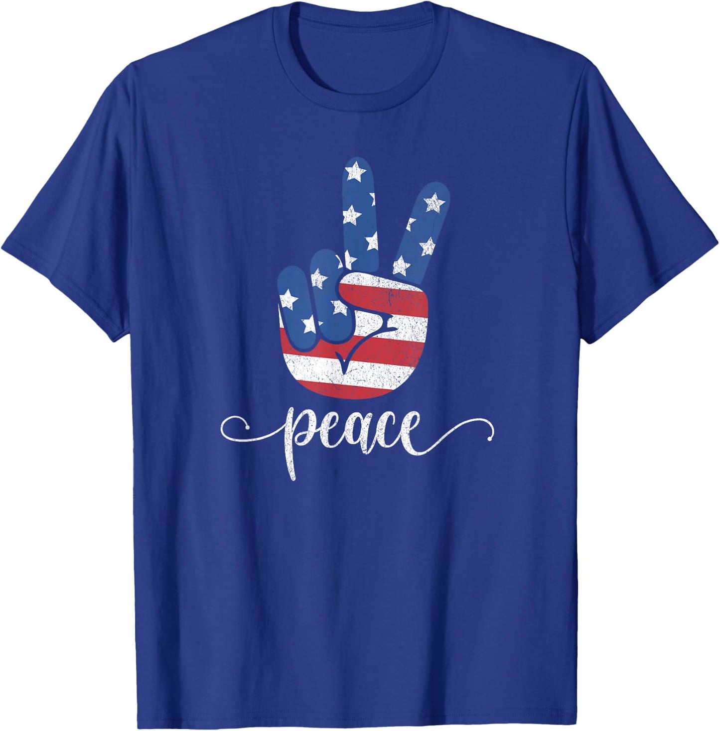 American Flag Peace Patriotic America 1776 USA 4th Of July T-Shirt - T-Shirt | Royal