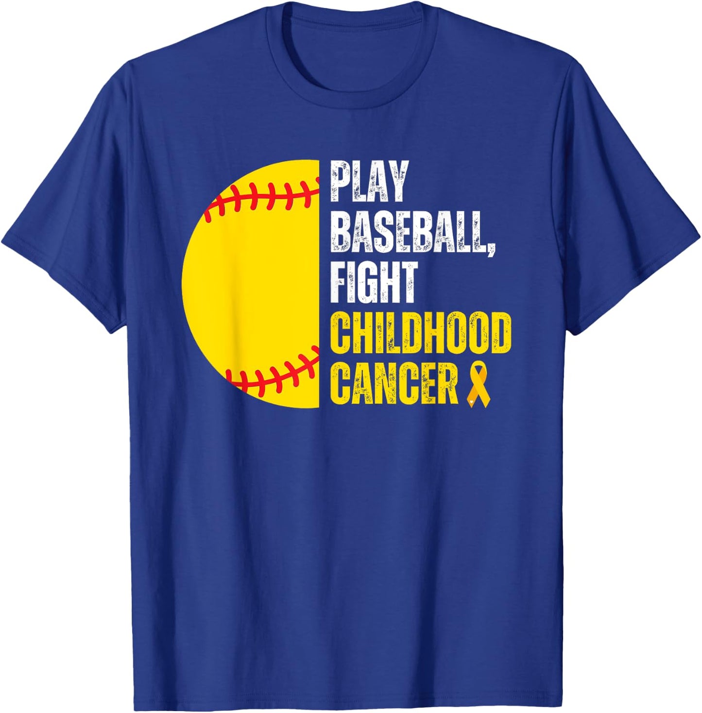 Baseball Player Ball Lovers Childhood Cancer Awareness Month T-Shirt - T-Shirt | Royal