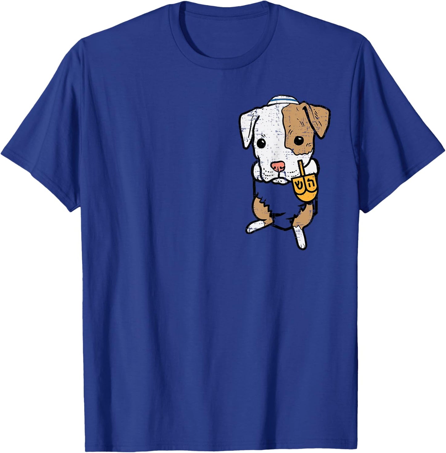 Pocket Dog Pitbull Jewish Hanukkah Pajamas Chanukah PJs T-Shirt - T-Shirt | Royal