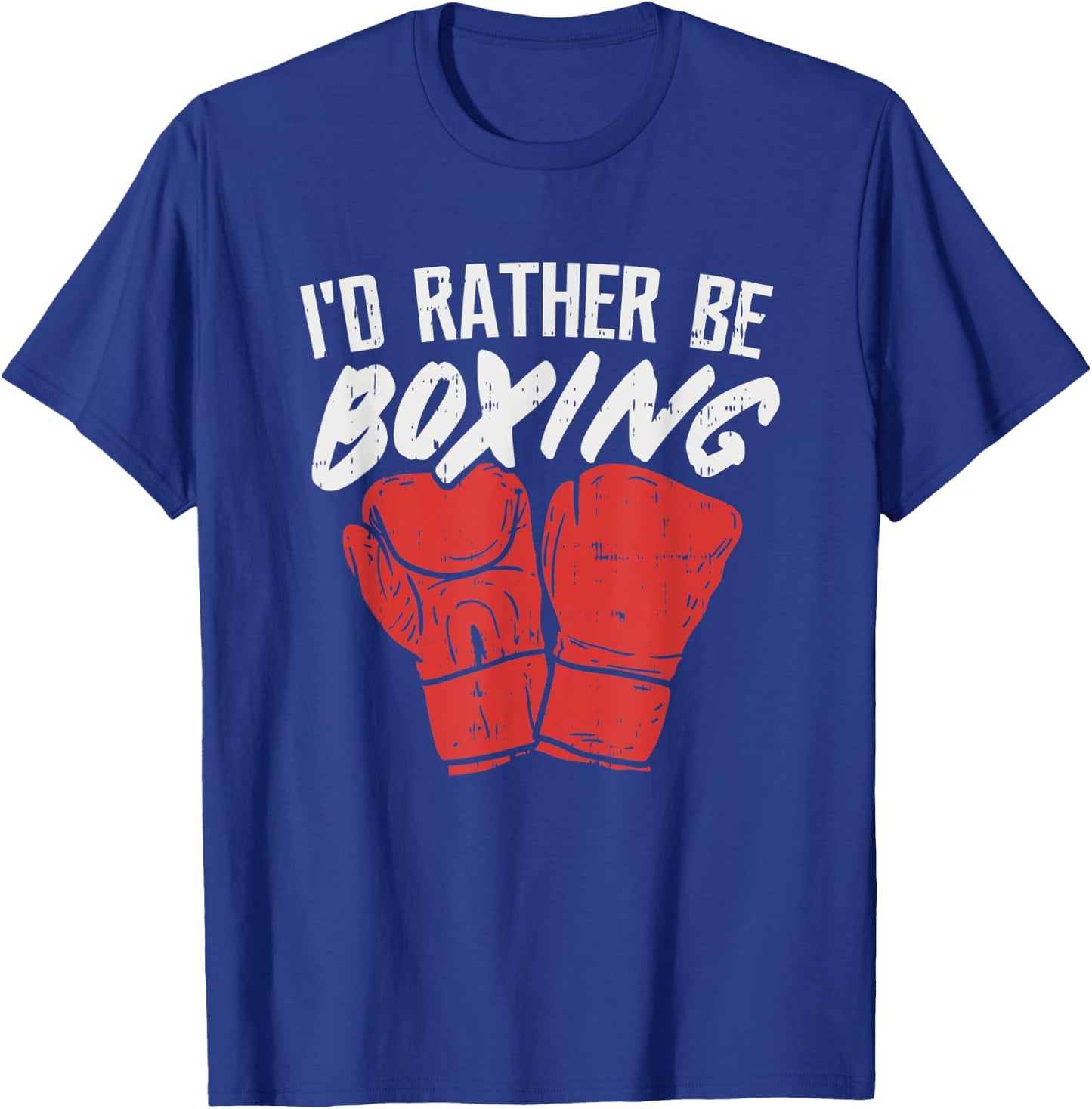 I'd Rather Be Boxing, Graphic Statement with Boxing Gloves T-Shirt - T-Shirt | Royal