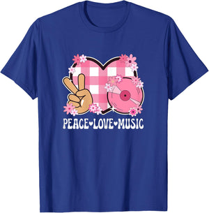 Peace Love Music Lover Outfit Women Teen Girls Cute Musician T-Shirt - T-Shirt | Royal