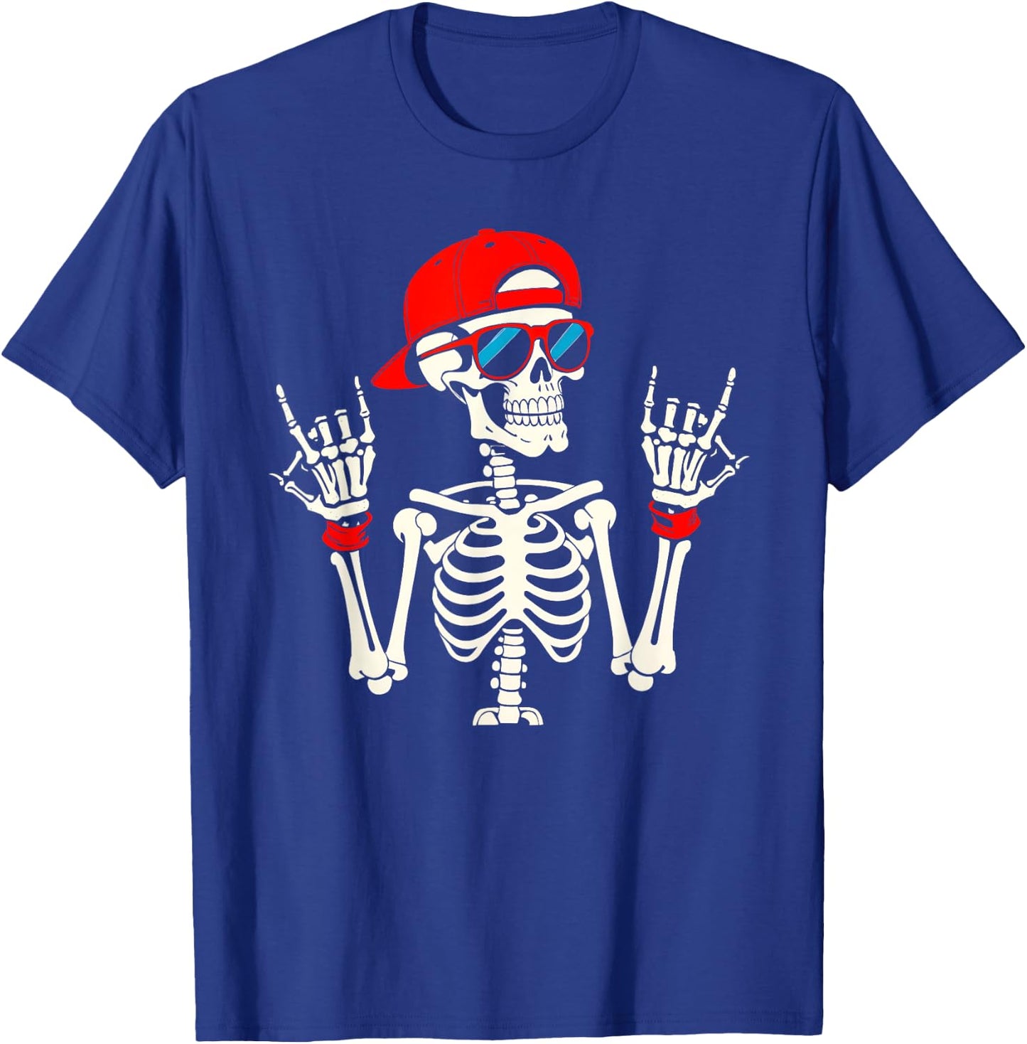 Halloween Skater Teen Boy Cool Skeleton Rock and Roll Men T-Shirt - T-Shirt | Royal