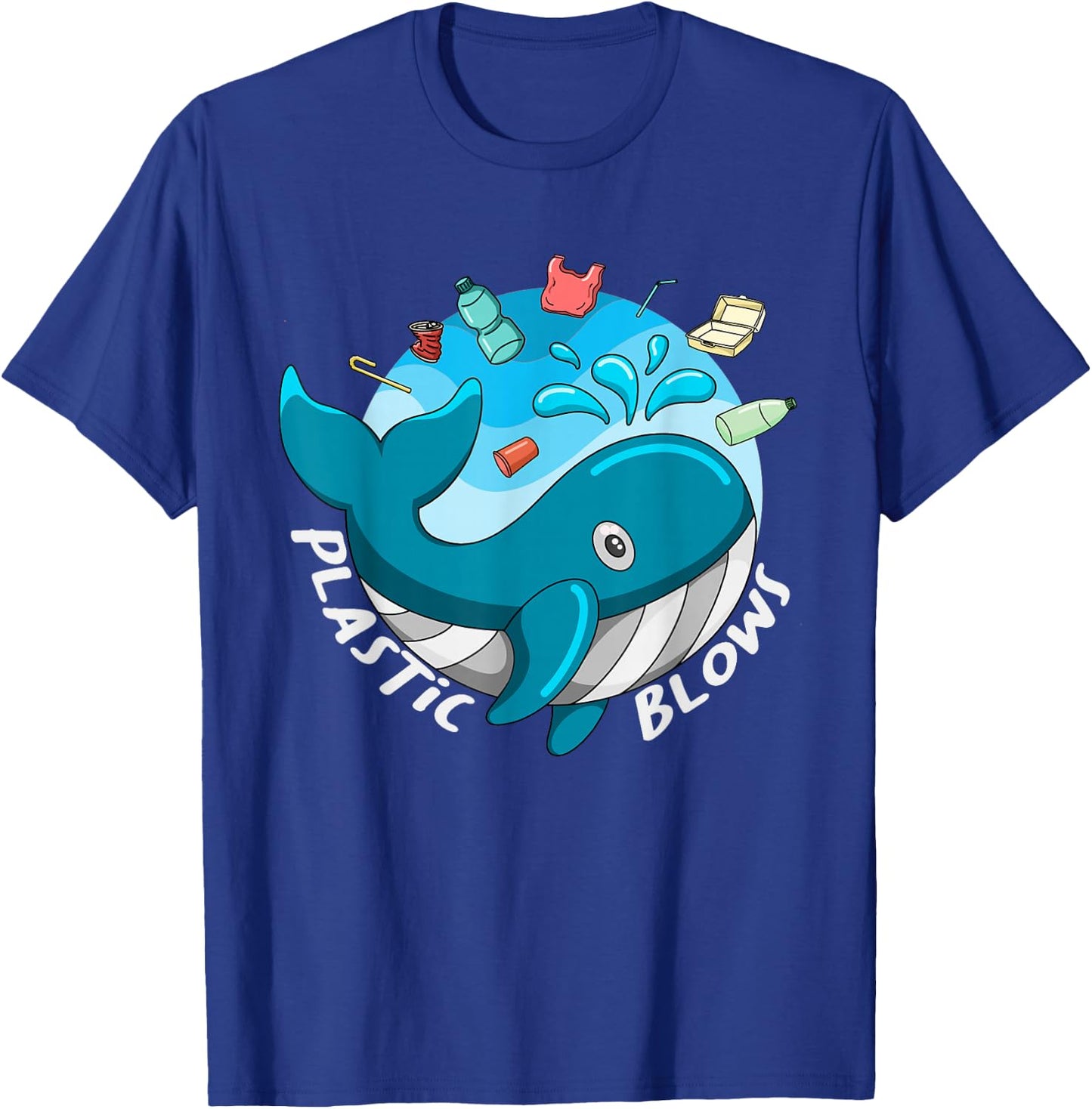 Whale Earth Day Plastic Blows Sea Pollution Recycle T-Shirt - T-Shirt | Royal