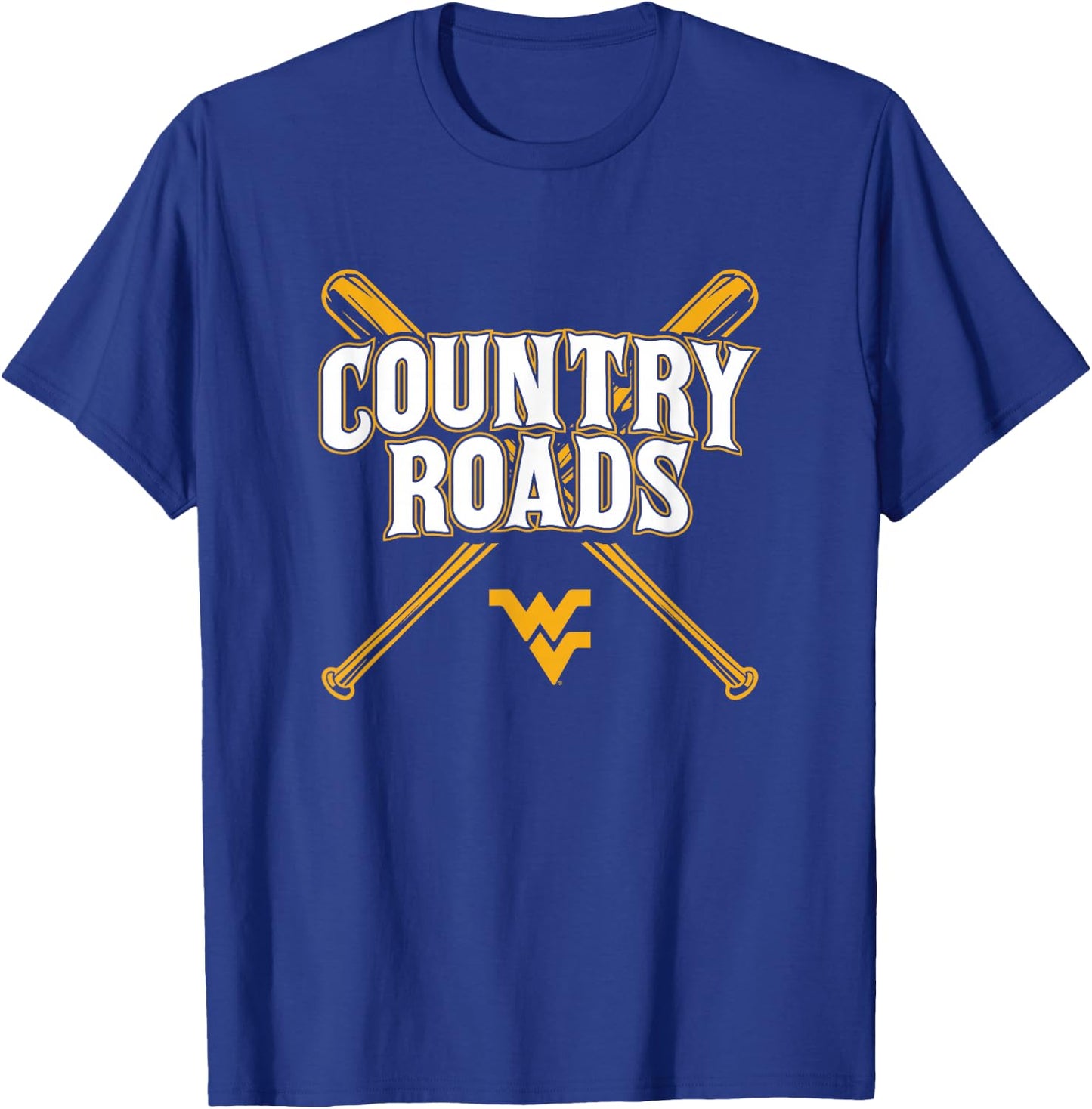 Country Roads - West Virginia Mountaineers Baseball T-Shirt - T-Shirt | Royal