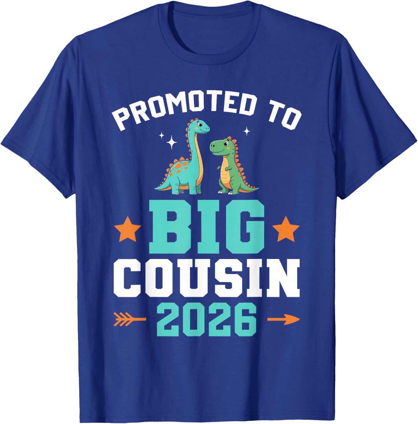 Kids Promoted to Big Cousin 2026 Dinosaur New Baby Shower T-Shirt - T-Shirt | Royal