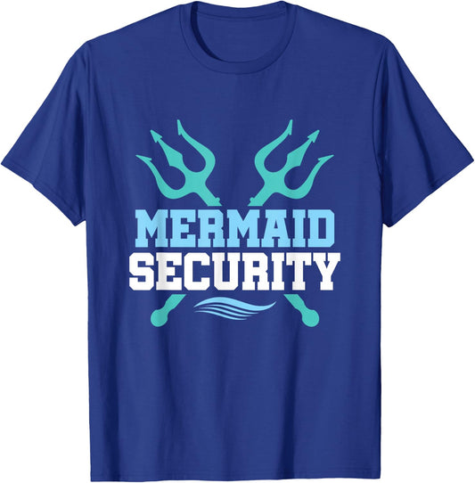 Mermaid Security Merman Boys Swimming Merdad Swimmer T-Shirt - T-Shirt | Royal