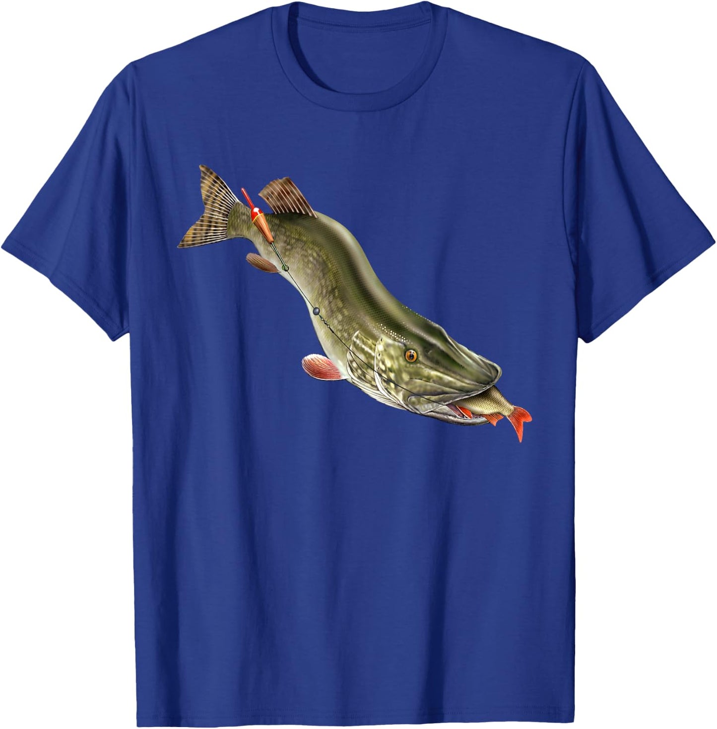 Northern Pike Fishing Fishermen Gifts Men's Northern Pike Fishing Black Small Classic Fit Short Sleeve Cotton T-Shirt - T-Shirt | Royal
