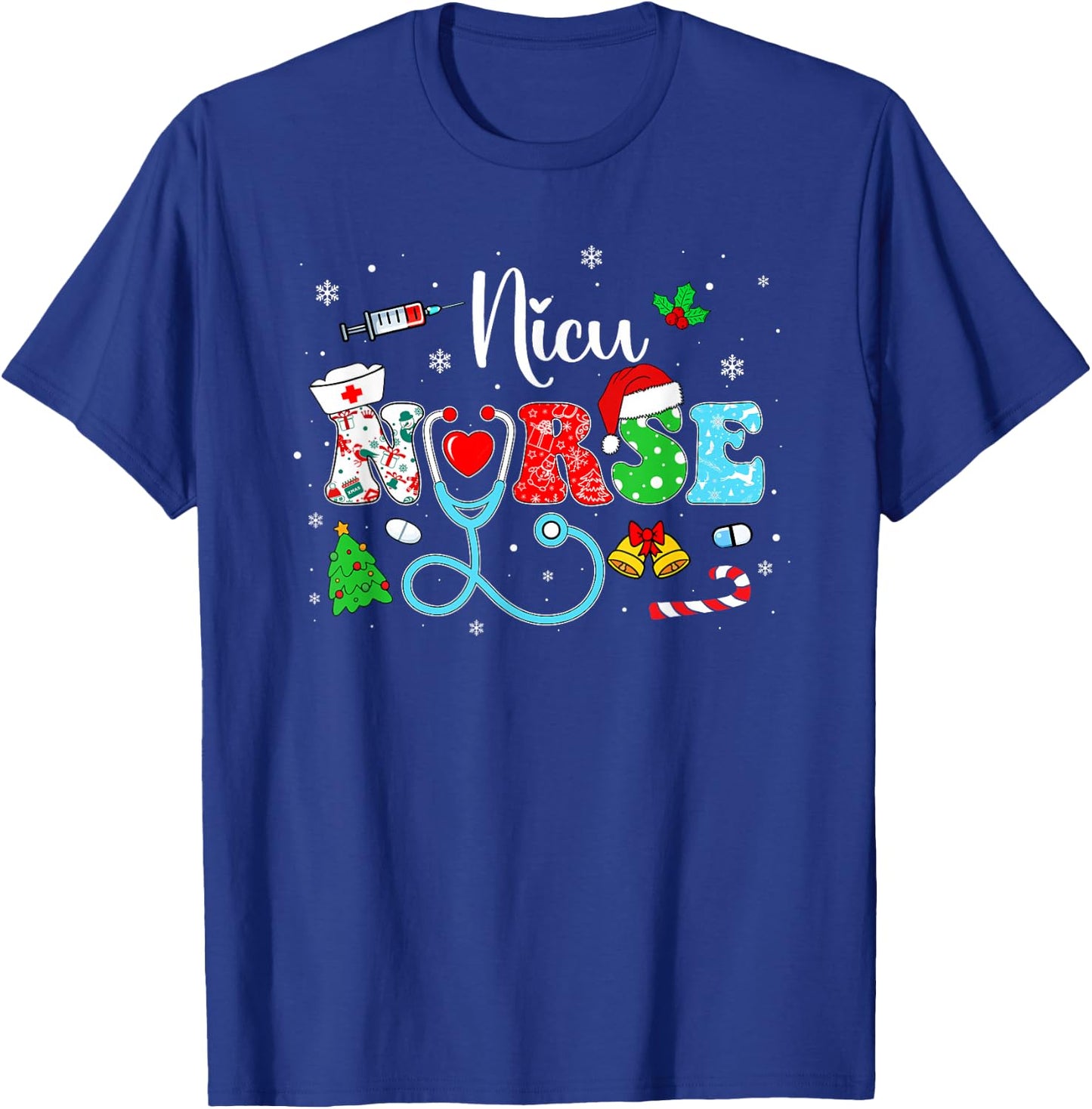 Groovy NICU Nurse Christmas Funny Matching Xmas Nurse Women T-Shirt - T-Shirt | Royal