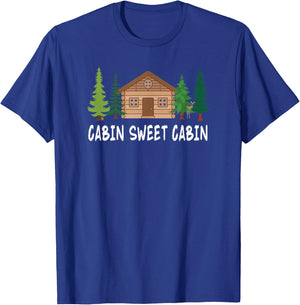 Log Cabin Sweet Cabin Lover Owner Camping Forest Pine Trees T-Shirt - T-Shirt | Royal