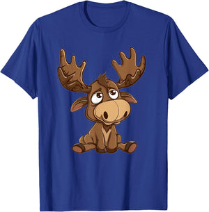 Cute Moose I Cartoon Moose T-Shirt - T-Shirt | Royal