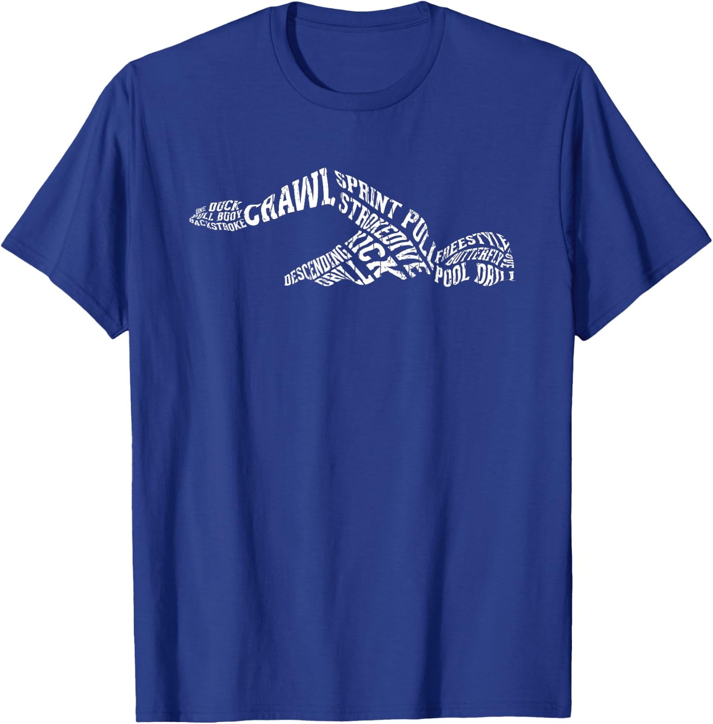Swimmer Typography Funny Swim Swimming Coach Player Graphic T-Shirt - T-Shirt | Royal