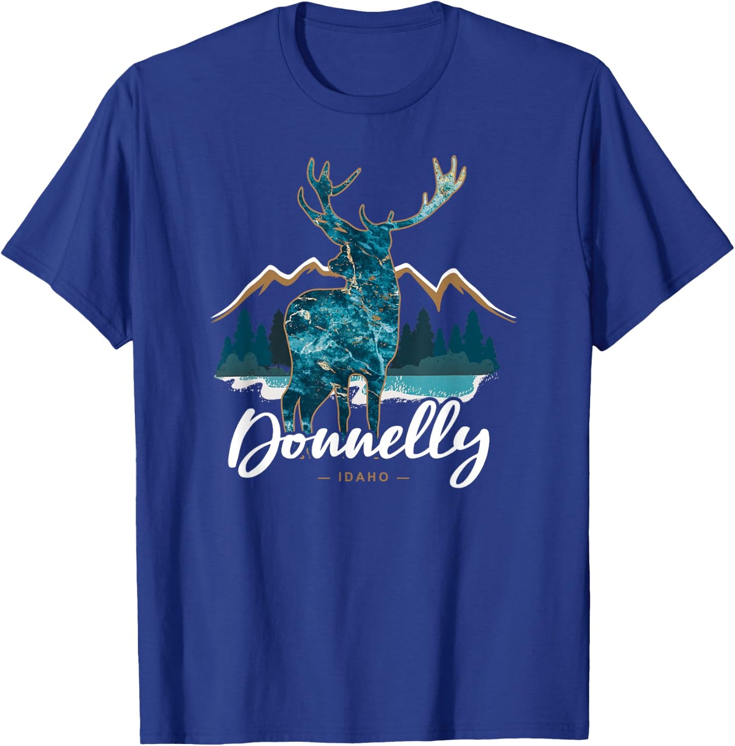Donnelly Idaho ID USA Elk Mountains Lake Cascade Souvenir T-Shirt - T-Shirt | Royal