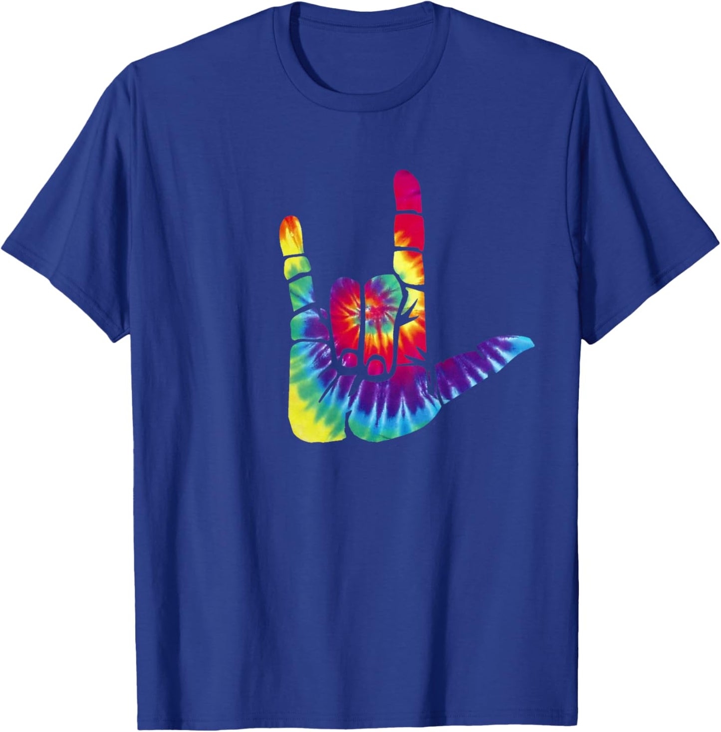 Sign Language I Love You Sign - ASL Retro Tie Dye T-Shirt - T-Shirt | Royal