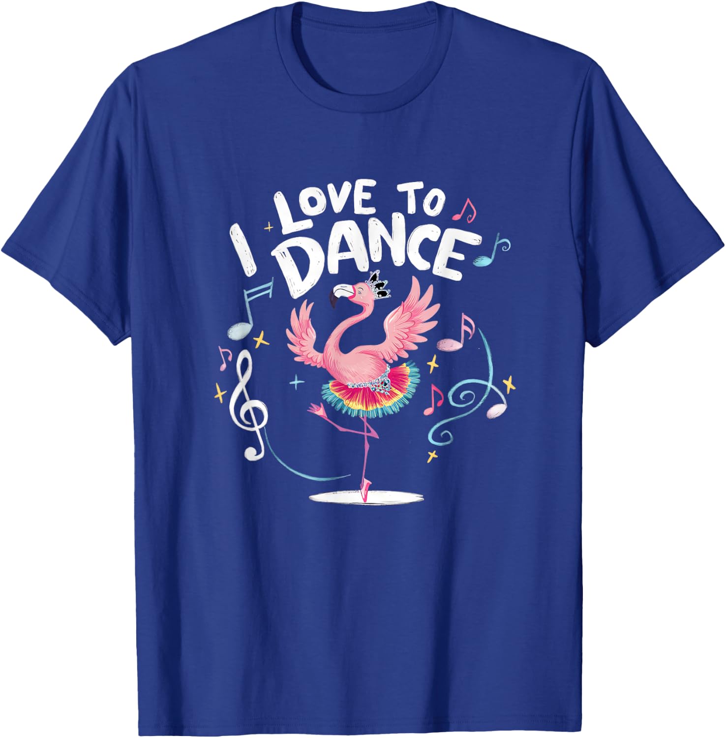 I Love to Dance Ballerina Dancer Flamingo Design T-Shirt - T-Shirt | Royal