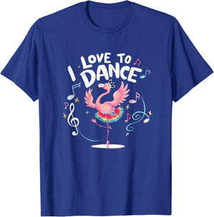 I Love to Dance Ballerina Dancer Flamingo Design T-Shirt - T-Shirt | Royal
