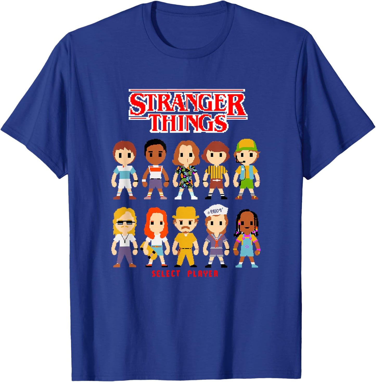 Stranger Things Retro Video Game Pixel Chibi Group Icons T-Shirt - T-Shirt | Royal