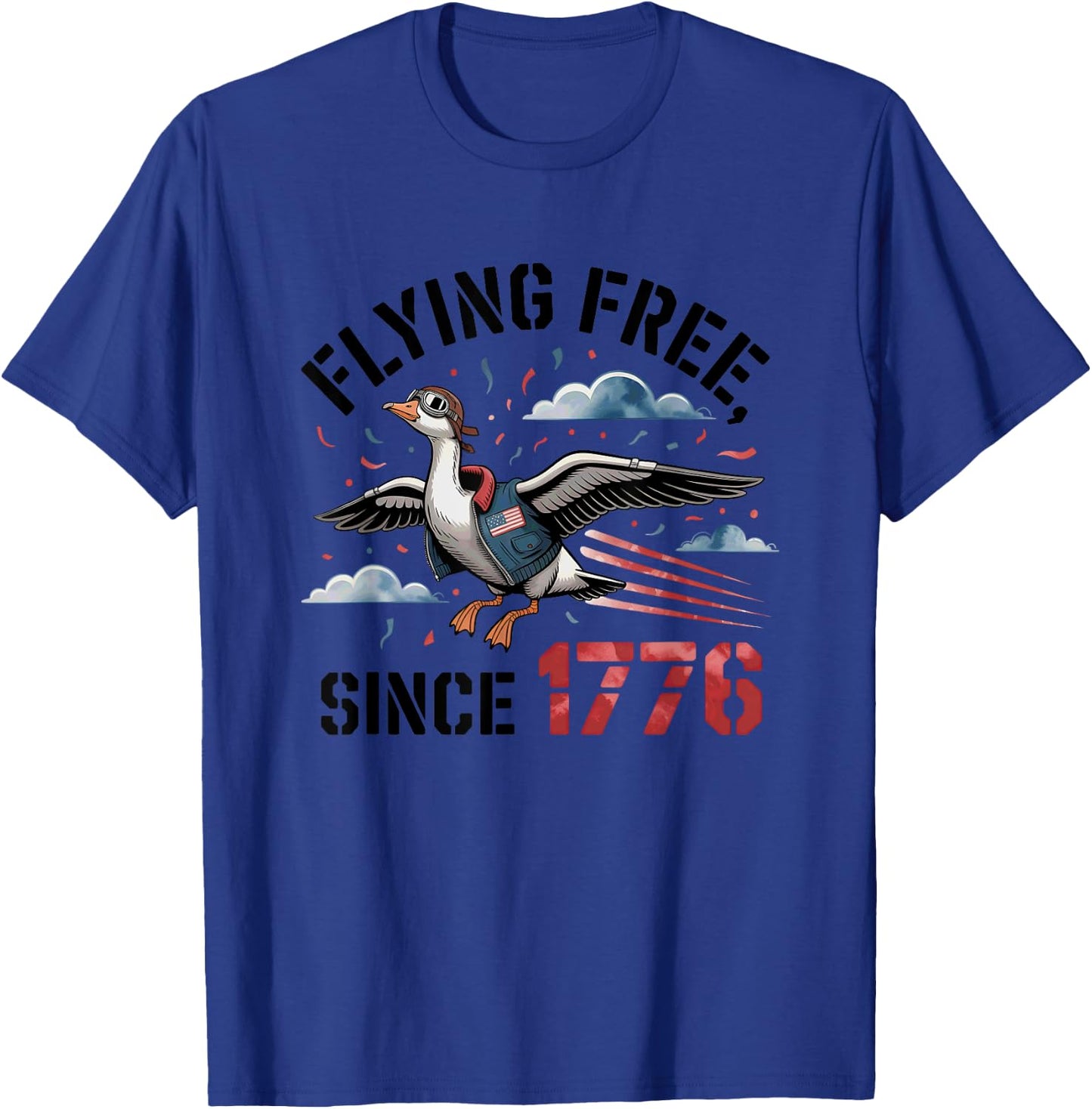 1776 Patriotic Goose Aviator Artwork T-Shirt - T-Shirt | Royal