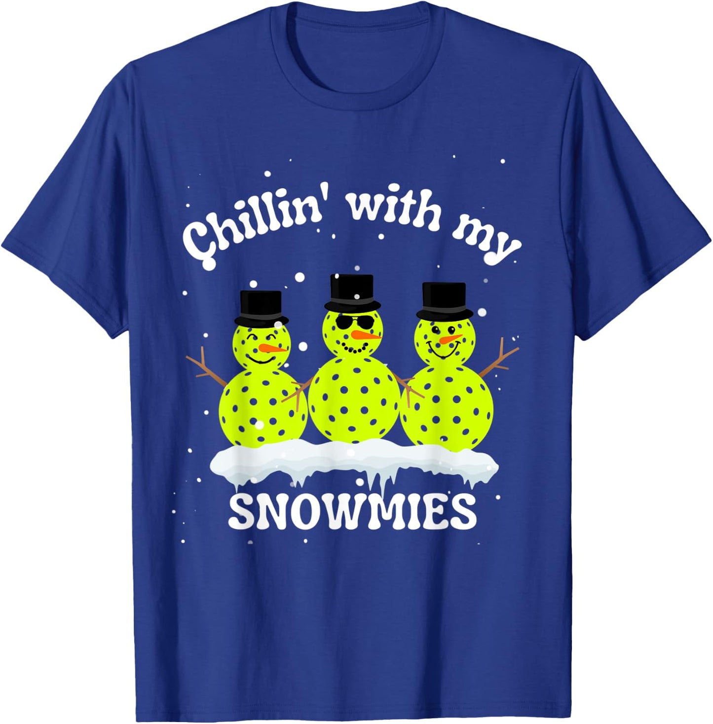 Christmas Pickleball Snowmen, Chillin' With my SNOWMIES T-Shirt - T-Shirt | Royal