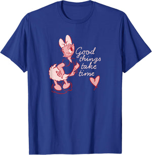 Disney Daisy Duck Retro Vintage Heart Good Things Take Time T-Shirt - T-Shirt | Royal