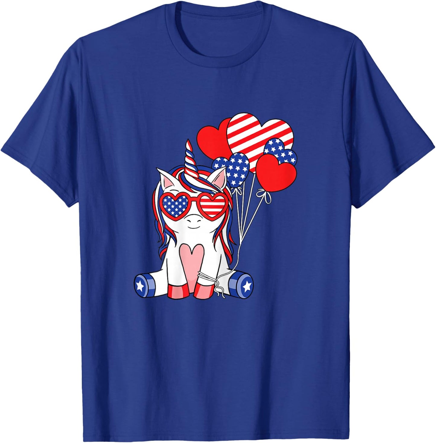 4th Of July Unicorn American Flag Patriotic Women Girls Kids T-Shirt - T-Shirt | Royal