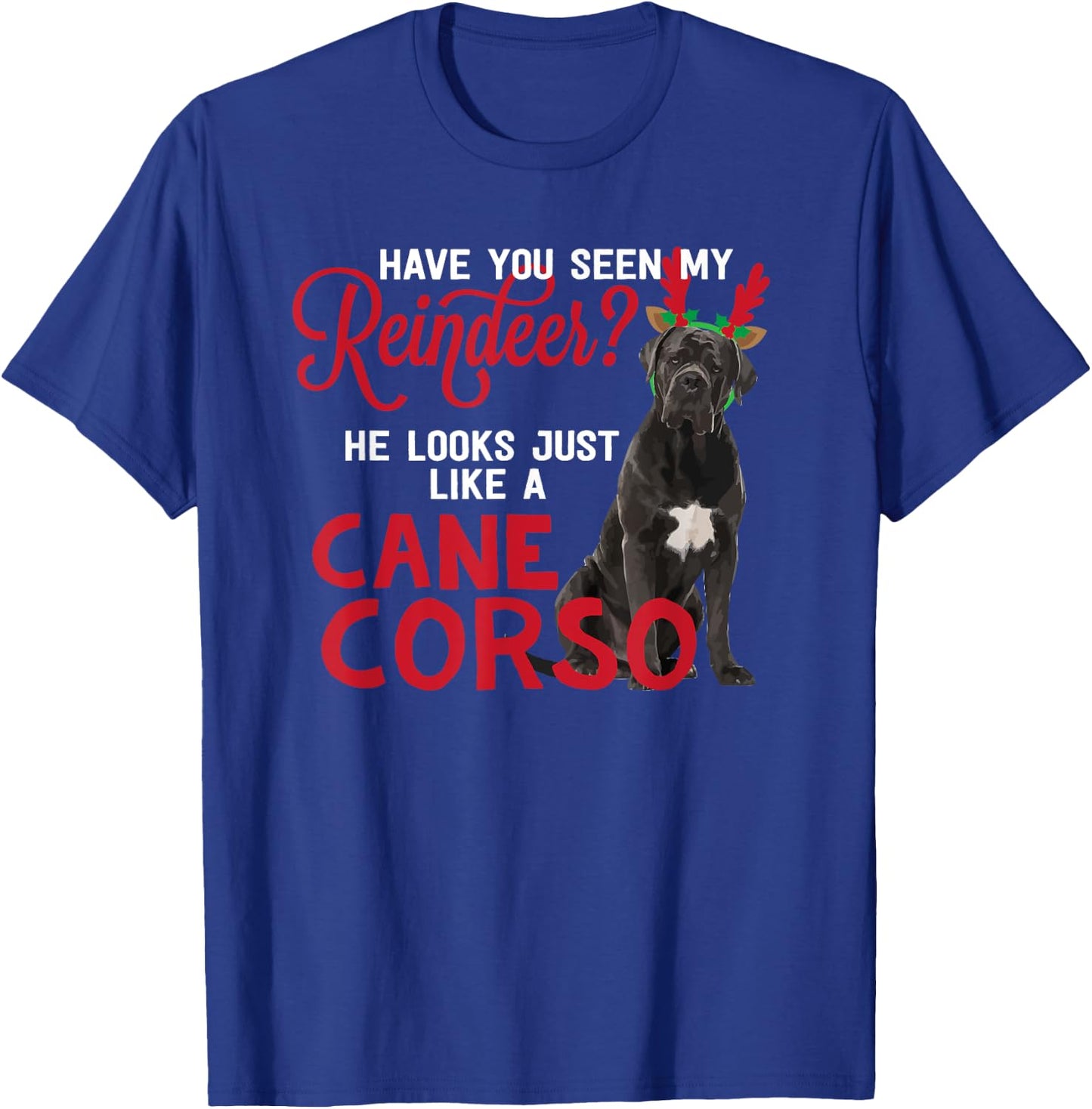 Dog Lover Italian Mastiff Dog Breed Gifts Cane Corso Christmas Reindeer Funny -Adults Black Small T-Shirt - T-Shirt | Royal