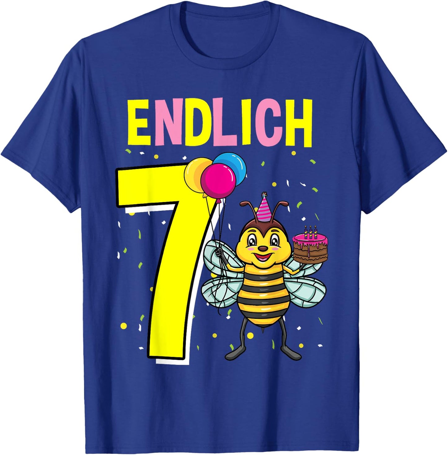 Geschenk 7 Jahre alt Kinder Bienen Geburtstag T-Shirt - T-Shirt | Royal