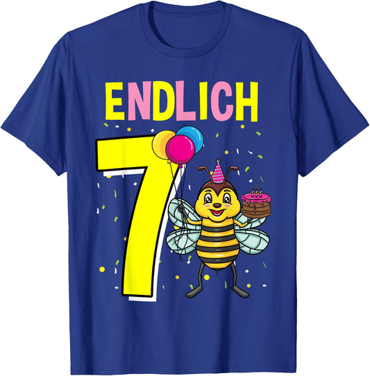 Geschenk 7 Jahre alt Kinder Bienen Geburtstag T-Shirt - T-Shirt | Royal