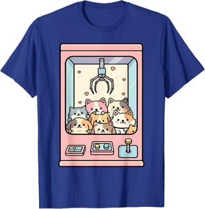 Kawaii Cat Toy Crane Claw Machine T-Shirt - T-Shirt | Royal