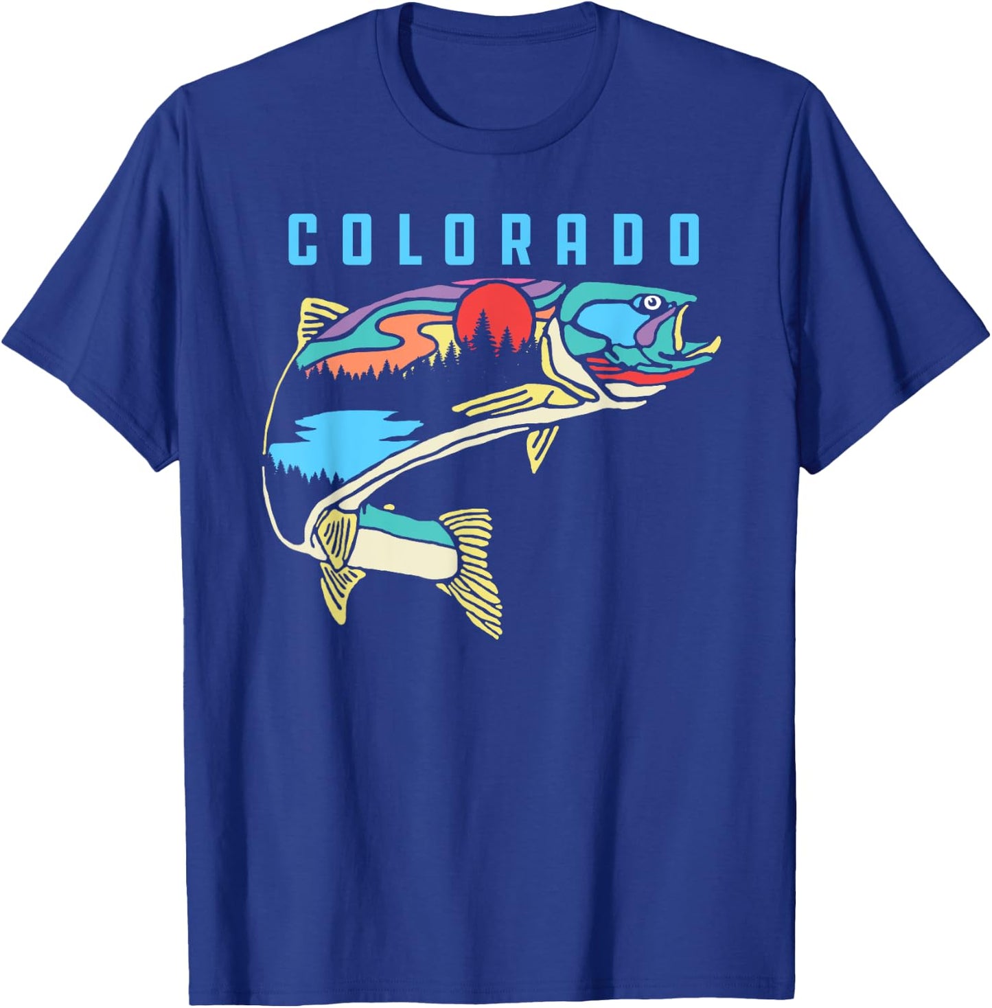 Colorado Trout Illustration Fishing Graphic Design T-Shirt - T-Shirt | Royal