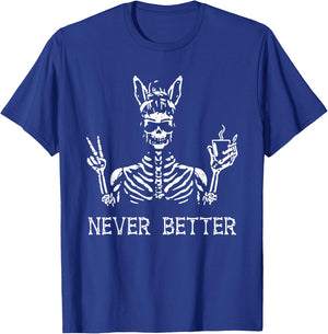 Never Better Vintage Bunny Playboy Dope Skeleton T-Shirt - T-Shirt | Royal