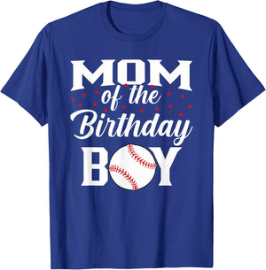 Mom of The Birthday Boy Baseball Bday Party T-Shirt - T-Shirt | Royal