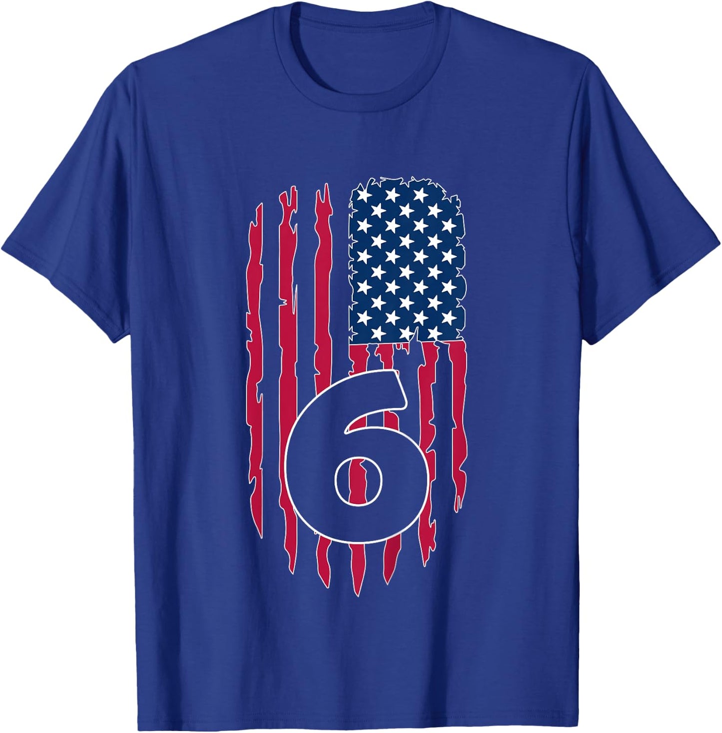 Kids USA NUMBER 6 YEARS OLD BOY 6TH BIRTHDAY T-Shirt - T-Shirt | Royal