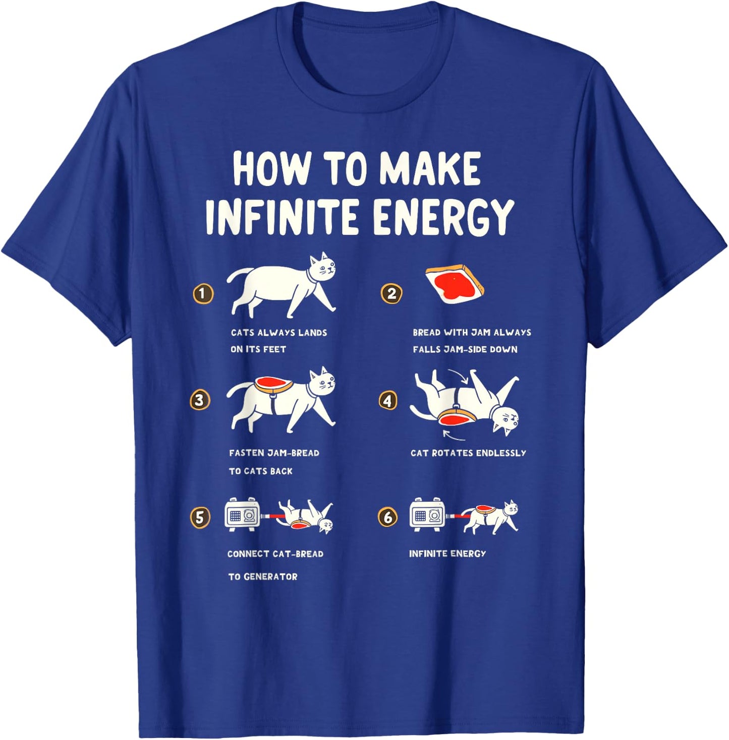 Cat Infinite Energy Funny Science Meme Cats & Buttered Toast T-Shirt - T-Shirt | Royal