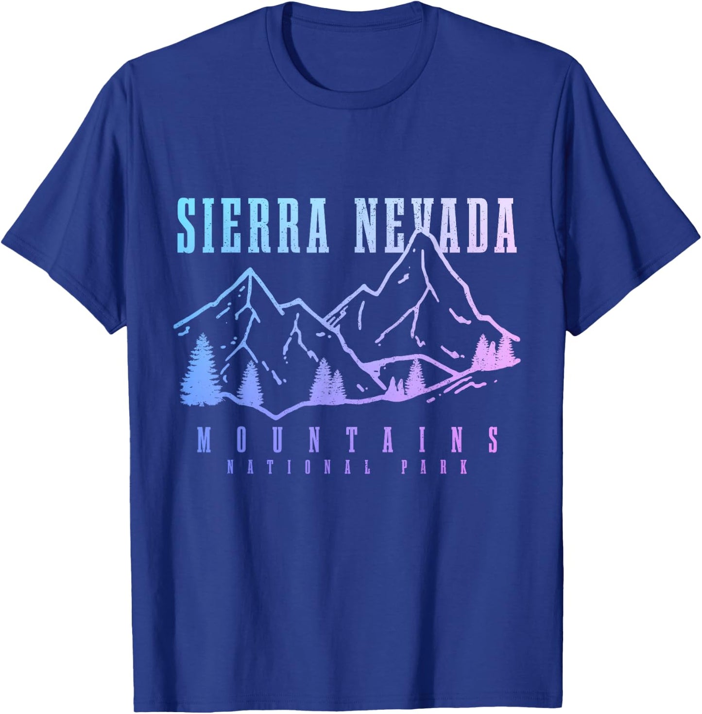 Sierra Nevada California Mountains Vintage Hiking Nature T-Shirt - T-Shirt | Royal