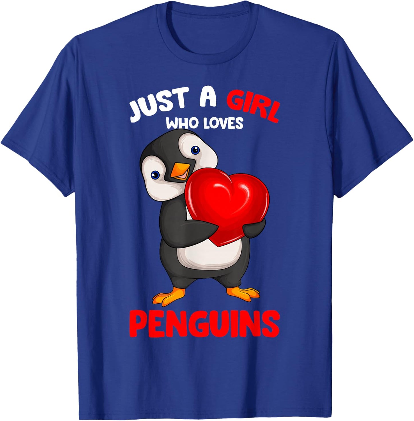 Just a Girl who loves Penguins Kids Girls Penguin T-Shirt - T-Shirt | Royal