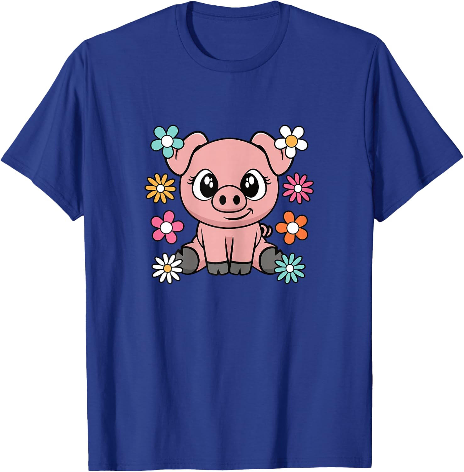 Cute Pig Lover Groovy Piglet Flower Women Girls Kids T-Shirt - T-Shirt | Royal