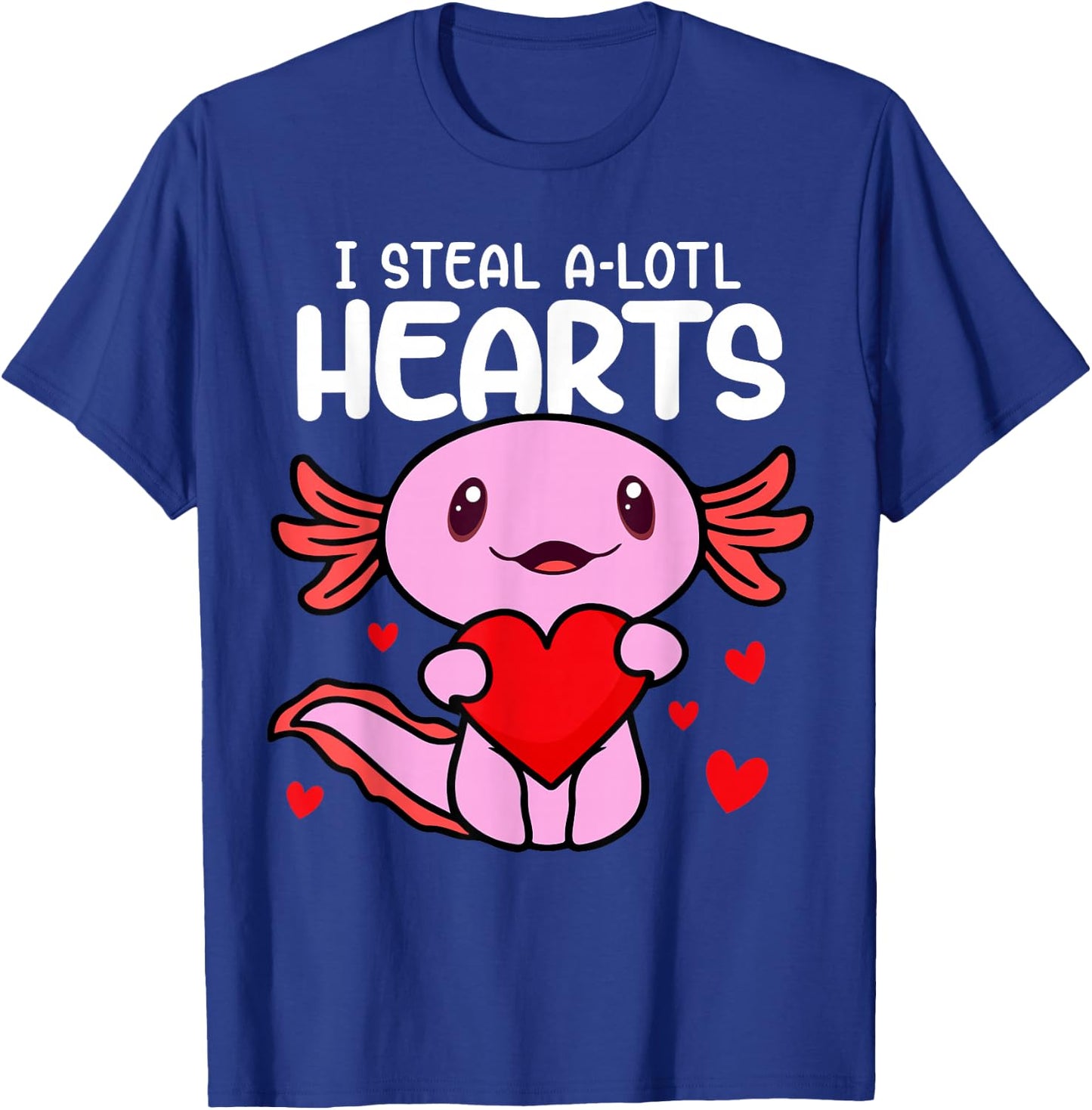 Valentines Day I Steal A-lotl Hearts Axolotl Love Boys Kids T-Shirt - T-Shirt | Royal